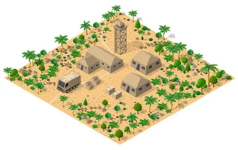 Module base camp object element for building design army armed イラスト素材