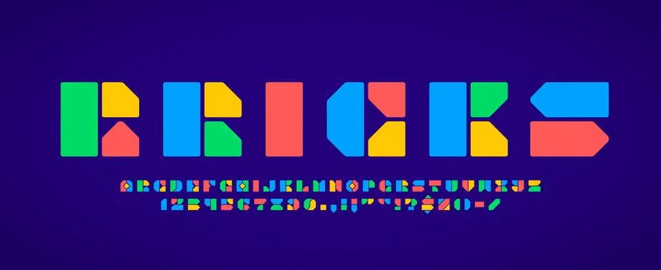 Module block font, modern abstract typeface set 스톡 일러스트
