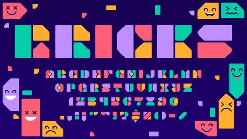 Module blocks font and modern abstract typeface Stock Illustration