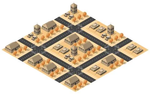 Module object element for building design army armed troop isometric Stock Illustration