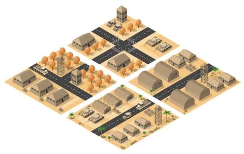 Module object element for building design army armed troop isometric イラスト素材