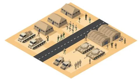 Module object element for building design army armed troop isometric イラスト素材