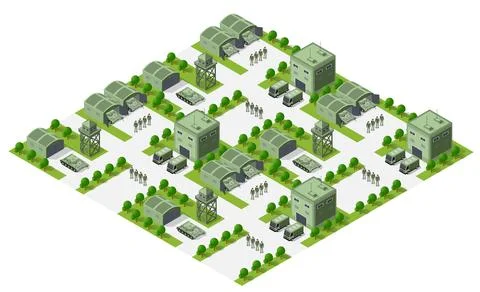 Module object element for building design army armed troop isometric イラスト素材