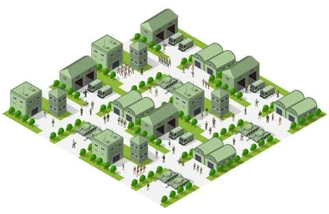Module object element for building design army armed troop isometric イラスト素材