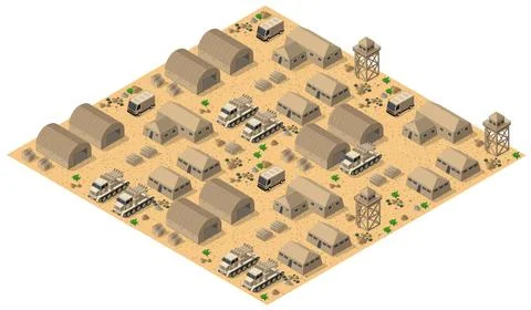 Module object element for building design army armed troop isometric armed イラスト素材