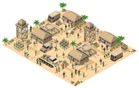 Module object element for building design army armed troop isometric イラスト素材