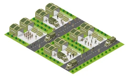 Module object element for building design army armed troop isometric イラスト素材
