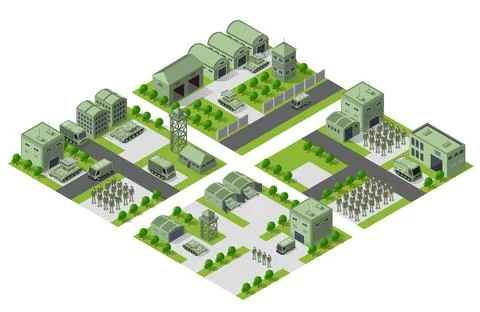 Module object element for building design army armed troop isometric イラスト素材