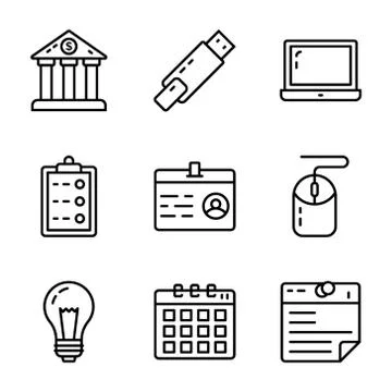 Module, Product Release, Presentation Line Icons Stock Illustration