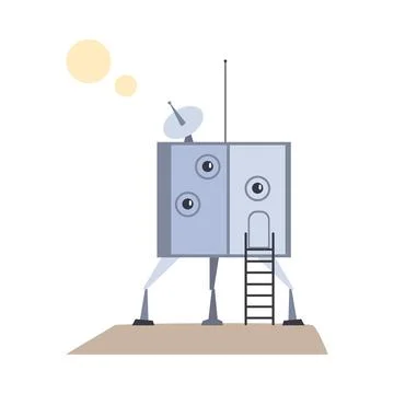 Module of Spacecraft, Futuristic Human Settlement on Mars, Moon or another Stock Illustration