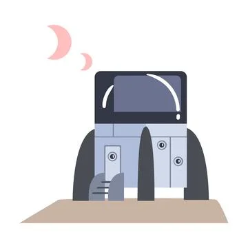 Module of Spacecraft, Futuristic Human Settlement on Mars, Moon or another Stock Illustration