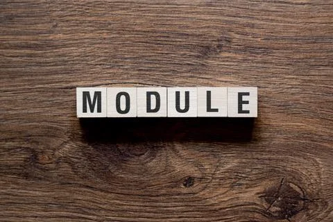 Module - word concept on building blocks, text Stock Photos
