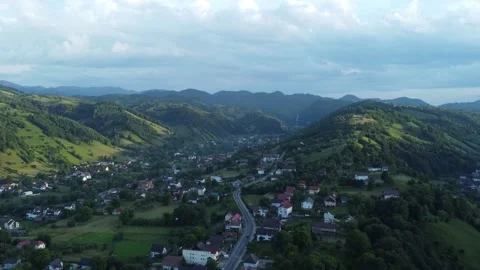 Moeciu de Jos drone view Stock Footage 199452523