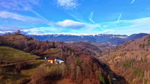 Moeciu Mountain Aerial Hyperlapse Over Piatra Craiului Landscape, Romania Stock Footage 327003262