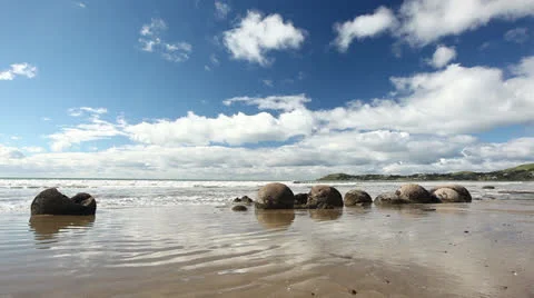Moeraki Boulders Stock Footage 25900189