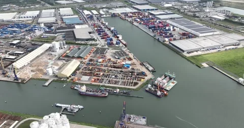 Moerdijk, 3th of August, 2023, The Netherlands. Van Oord international maritime Stock Footage 247417367
