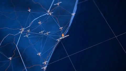 Mogadishu map big data visualization. Futuristic map infographic of city in Illustrazione stock