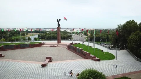 Mogilev 4K Glory Square track Stock Footage 117600775