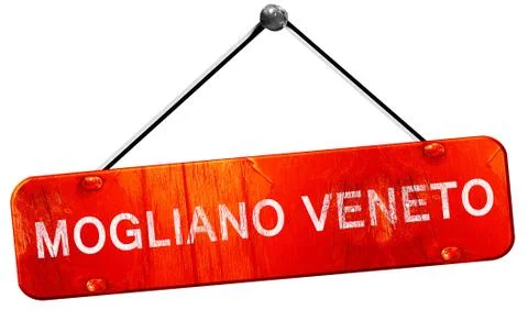 Mogliano veneto, 3D rendering, a red hanging sign Stock Illustration