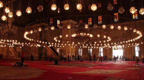 Mohamed Ali Mosque interior, Cairo, Egypt Stock Footage 34809984