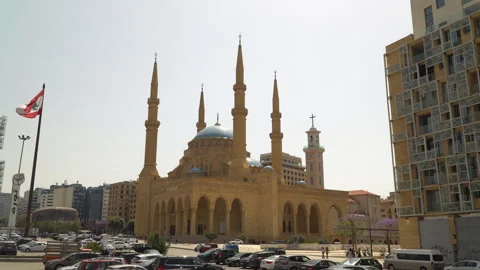 Mohammad Al Amin Mosque in Beirut is the largest mosque in Lebanon Video stock 253230784