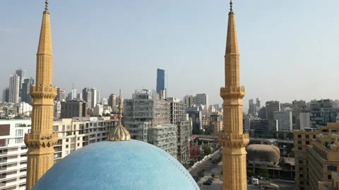 Mohammad Al-Amin Mosque situated in Downtown Beirut, in Lebanon Stock Footage 217399850