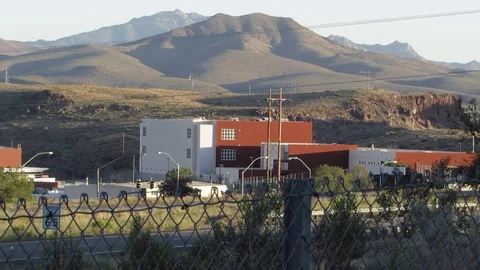 Mohave County Jail seen from across Interstate 40 in Kingman Arizona Stock Footage 80626103