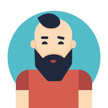 Mohawk boy icon in flat style. Marketer with a beard. Vector illustration men Stock Illustration