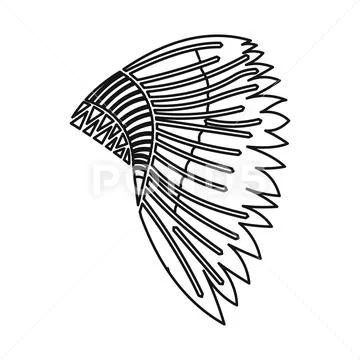 Mohawk indian icon outline. Singe western icon from the wild west outline. Stock Illustration