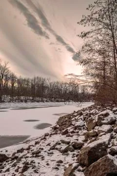 Mohawk River Frozen Stock Photos