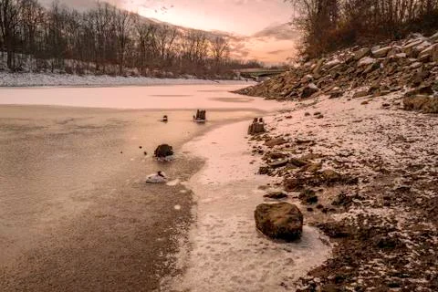 Mohawk River Frozen Stock Photos