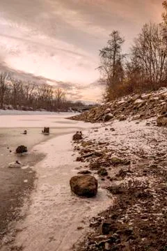 Mohawk River Frozen Stock Photos