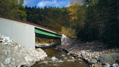 Mohawk Trail road under the bridge Video stock 108501851