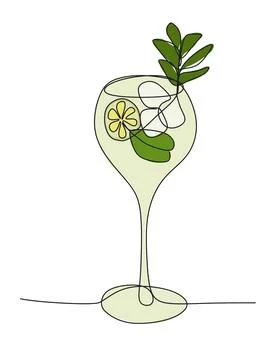 Mohito one line Vector drawing.  Stock Illustration