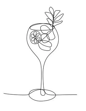 Mohito one line Vector drawing.  Stock Illustration