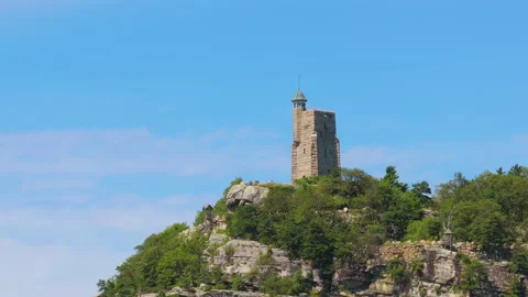 Mohonk Fire Tower with Clouds Stock Footage 329893584