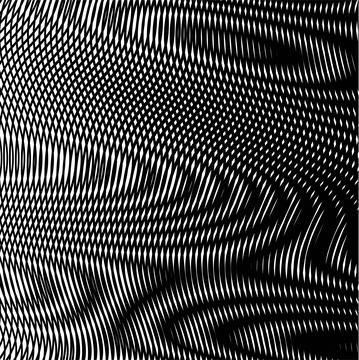 Moire digital abstract background from rounded lines and wavy stripes. Stock Illustration