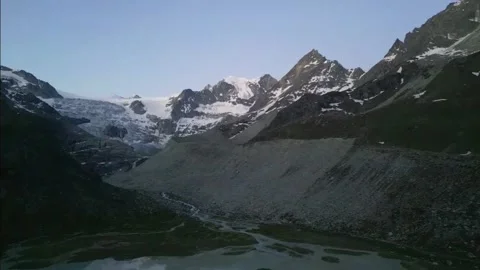 Moiry Glacier Sunrise Panoramic Orbit Right Stock Footage 323379640