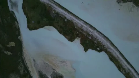Moiry Glacier Sunrise Top Down Over River and Lake Stock Footage 323378678