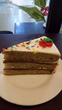 Moist rainbow vanilla cake Stock Photos