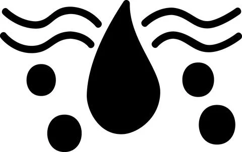 Moisture absorption process icon with water drop and bubbles 스톡 일러스트