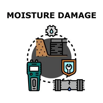 Moisture damage causing water leak and property destruction Stock Illustration