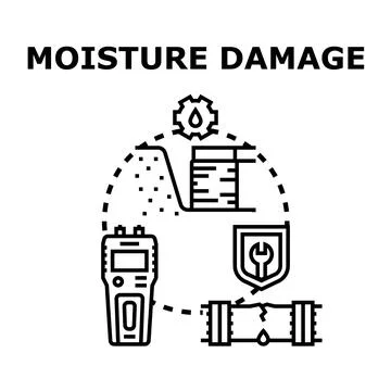 Moisture damage causing water leak and property destruction Stock Illustration