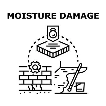 Moisture damage concept featuring building foundation problems Stock Illustration