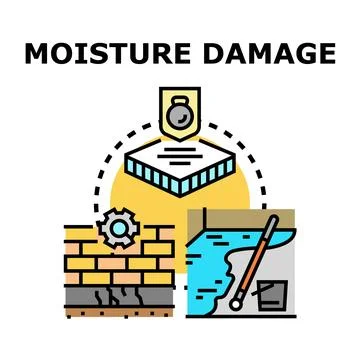 Moisture damage concept featuring building foundation problems Stock Illustration
