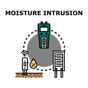 Moisture intrusion system detecting leaks and humidity level Stock Illustration