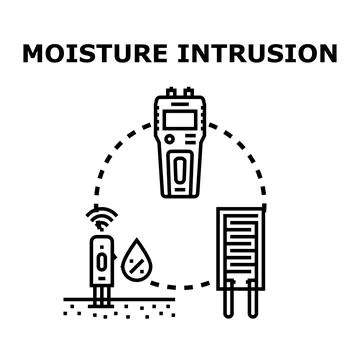 Moisture intrusion system detecting leaks and humidity level Stock Illustration