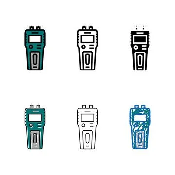 Moisture meter carpenter digital device styleset color icon vector Stock Illustration