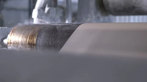 Moisture removal machine processes cardboard in workshop Stock Footage 303103777