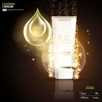 Moisturizing cosmetic ads template. 3D illustration cosmetic mockup on bokeh Stock Illustration